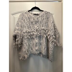 Fly Fashion‎ Women’s Crew Neck Knit Winter Pullover Sweater Size S White Gray